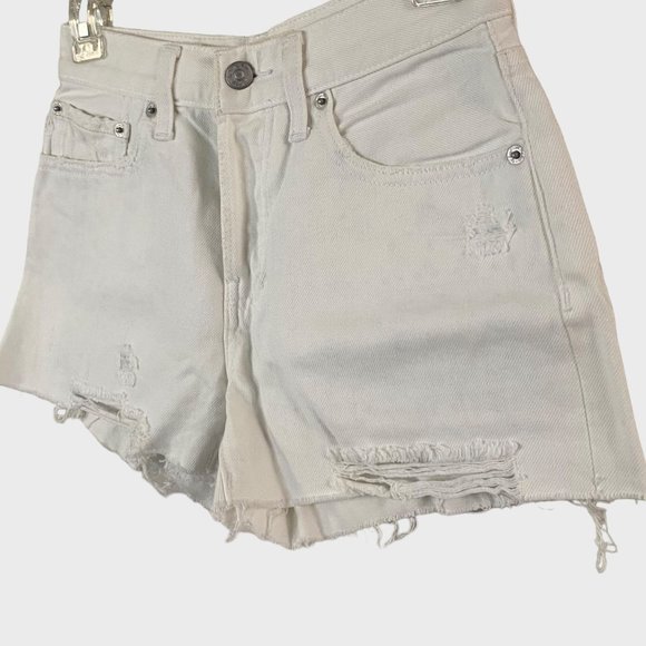 We The Free Jean Shorts Womens Size 24 White Denim Distressed Raw Hem Cut-Off - Picture 2 of 8